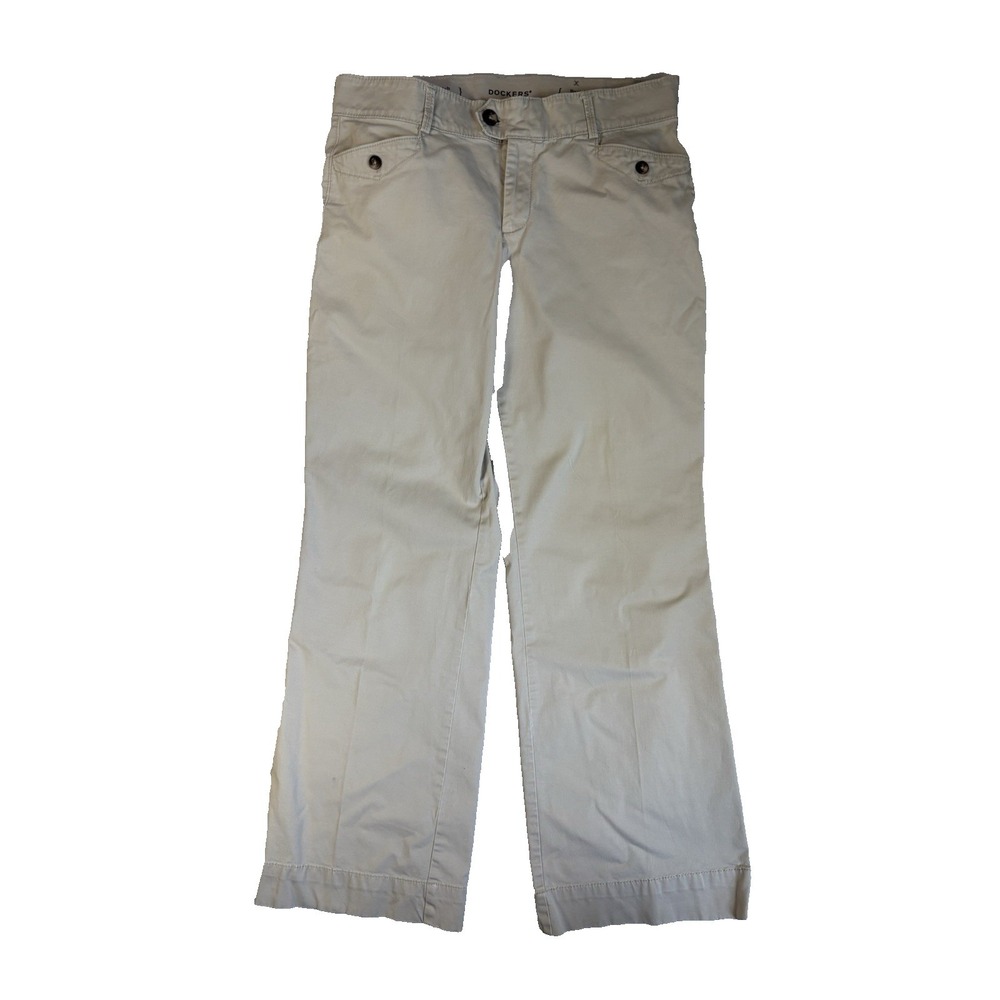 Dockers Women'sβ 12M Neutral Khaki Wide Leg Chino Pants Preppy Academia Workwear